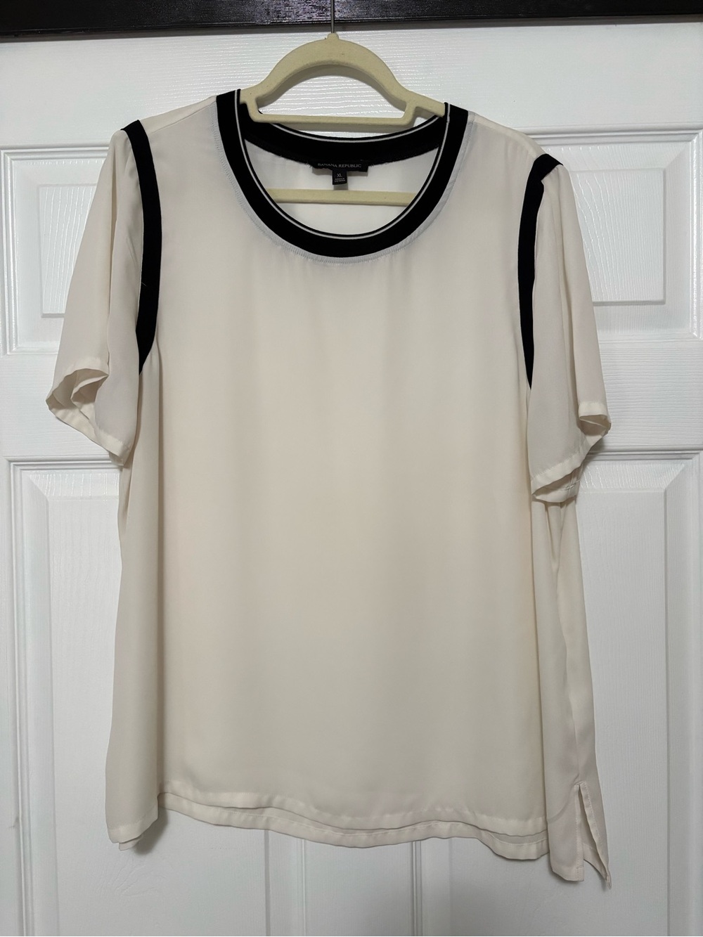 Banana Republic Cream Blouse with Black Trim